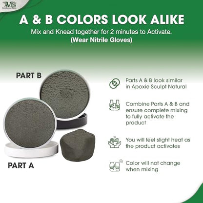Aves Apoxie Sculpt - 2 Part Modeling Compound (A & B) - 4 Pound, Apoxie Sculpt for Sculpting, Modeling, Filling, Repairing, Easy to Use Self Hardening Modeling Compound – Natural