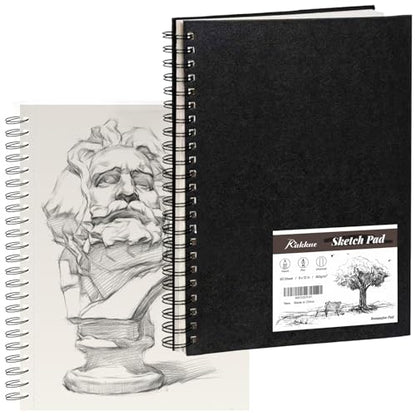 KAKKUE 9" x 12" Hardcover Sketch Book, 160gsm/80 Sheets Thick Sketch Paper Pad for Drawing & Illustration, Spiral Bound Mixed Media Art Sketchbook, Acid-Free Perforated for Artists, Beginners & Kids - size: 9*12 inch