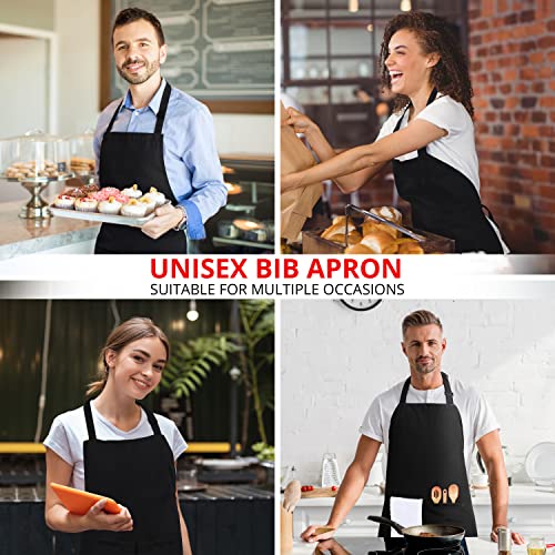 Utopia Kitchen 2 Pack Bib Apron, Adjustable with 2 Pockets, Water and Oil Resistant, Cooking Kitchen Chef Apron for Women Men - color: Black