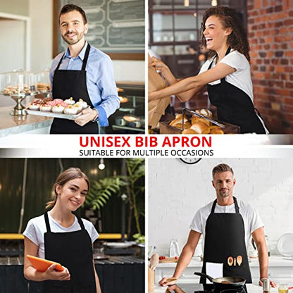Utopia Kitchen 2 Pack Bib Apron, Adjustable with 2 Pockets, Water and Oil Resistant, Cooking Kitchen Chef Apron for Women Men - color: Black