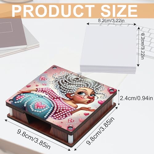 JISHSHAY 2 PCS Diamond Art Note Box Woman Diamond Painting Memo Boxes Woman Gem Painting Gem Art Memo Pad Holder Mosaic Kits for Adults Embroidery Kit Note Pad Holder, Contains 120 Sheets of Paper - color: Woman 5