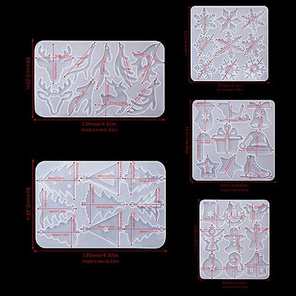 Christmas Earring Molds, 5 Pcs Christmas Style Resin Earring Molds | Various Shapes Christmas Silicone Molds for Earring Jewelry Pendant Keychain Ornament Epoxy Resing Casting Gift - color: 5PCS Christmas Jewelry Molds