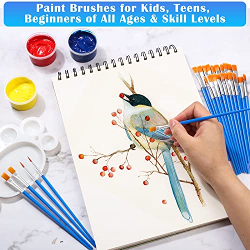 Small Paint Brushes Bulk, Anezus 50 Pcs Flat Tip Paint Brushes with Round Acrylic Paint Brushes Set Craft Brushes for Classroom Acrylic Watercolor Canvas Face Painting Touch Up - style: flat and round