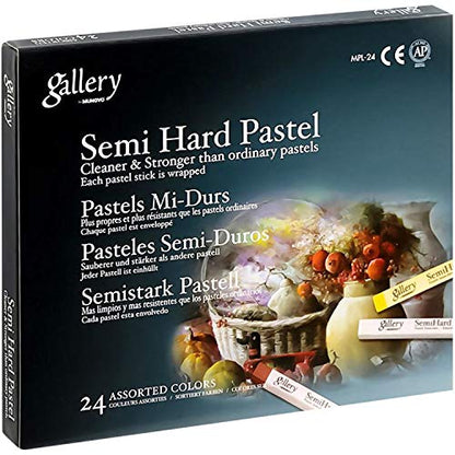 Mungyo Gallery Semi-Hard Pastels Cardboard Box Set of 24 - Assorted Colors