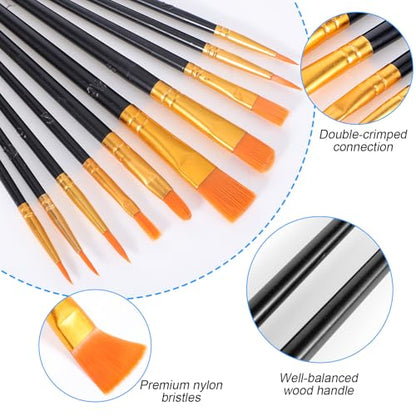 Acrylic Paint Brushes Set, 30 Pcs (3×10 Pack) Nylon Hair Artist Paint Brushes for Acrylic, Watercolor & Oil, Fine Detailing for Canvas, Rock & Nail Art (Black) - color: Black
