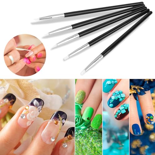 FLEXMAN 5Pcs Silicone Clay Sculpting Tool, Firm Silicone Tips Pottery Clay Pen Shaping Carving Tools Modeling Dotting Tool for Shaping Smoothness Removing