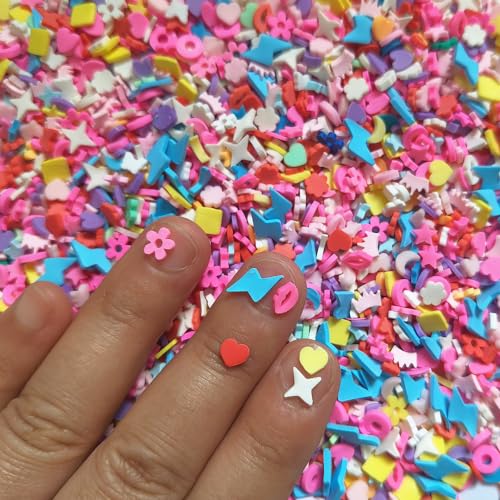 40g Mini Mix Fimo Polymer Slices Lips Stars Adults Nails Slices Art Design Supplies DIY Craft (Mix) - color: Mix