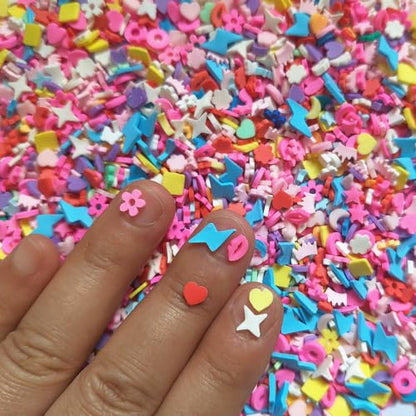 40g Mini Mix Fimo Polymer Slices Lips Stars Adults Nails Slices Art Design Supplies DIY Craft (Mix) - color: Mix