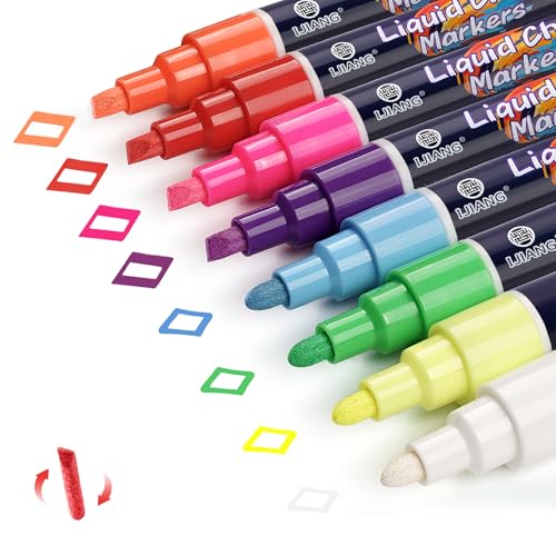 IJIANG Liquid Chalk Markers for Blackboards, Dust Free Wet-Dry Erasable - Chalk Markers with 6mm Reversible Bullet&Chisel Tip, Neon Colors for Chalkboard Signs, Whiteboard, Calendar, Window, Glass - color: 6mm - Neon Colors