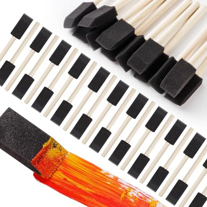 120 Pcs Foam Paint Brushes, 1 Inch Foam Brush with Wood Handle, Bulk Sponge Brushes for Painting, Foam Art Paintbrushes Set for Staining, Varnishing, Finishing, Touchup and DIY Craft Projects - size: 1 Inch-120Pcs