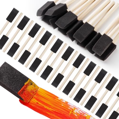 120 Pcs Foam Paint Brushes, 1 Inch Foam Brush with Wood Handle, Bulk Sponge Brushes for Painting, Foam Art Paintbrushes Set for Staining, Varnishing, Finishing, Touchup and DIY Craft Projects - size: 1 Inch-120Pcs