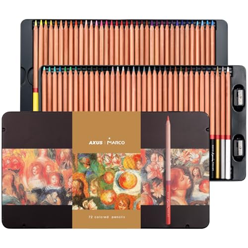 Oil-based Colored Pencils 3.7mm Thick Core, Unbreakable, Great Color Rendering, Iron Box Packed, for Artists & Art Lovers (Renoir 3100 Series - 72 Colors) - size: 1 Count (Pack of 72)
