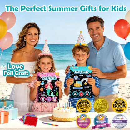 FUNNYB&G Foil Art Craft Kit for Boys 4-10 Years Old: Mess-Free & No-Glue, Create 16 Sparkly Vehicle Pictures – Perfect Travel Toy & Birthday Gift for Kids (Vehicle) - style: Vehicle