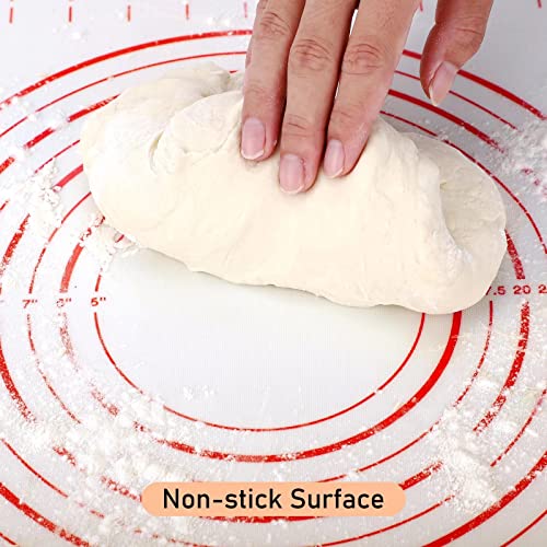Silicone Baking Mat with Measurements, Pastry Mat for Rolling Out Dough Non-Slip Extra Large, Red, 20" x 28", Fondant Mat - color: Red, size: 20" x 28"