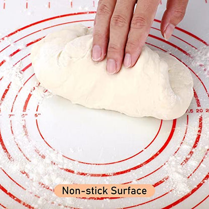 Extra Large Silicone Pastry Mat, Baking Mat with Measurement, Kitchen Counter Mat for Fondant, Rolling Dough, Pie Crust, Pizza and Cookies - Oven Liner Mat/Kneading Matts, 24" x 32", Red - color: Red, size: 24" x 32"