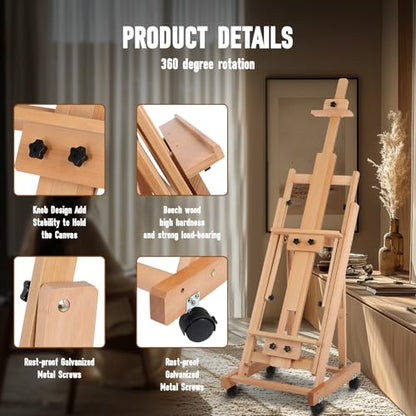 Painting Easel for Adults, Adjustable Angle Easel, Removable Floor Adjustable Easel with Brake Wheels for Artist, Lover of Painting - style: Model 2
