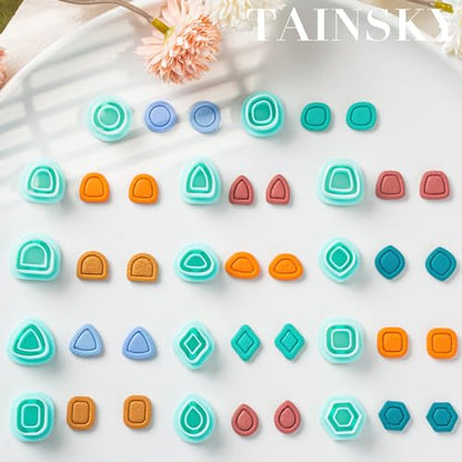 TAINSKY Polymer Clay Cutters - Frame Clay Cutters, Boho Polymer Clay Cutters for Earrings Jewelry Making, 14 Shapes Mini Clay Earrings Cutters(Studs Clay Cutters) - color: Mini Studs Set