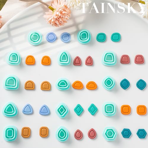 TAINSKY Polymer Clay Cutters - Frame Clay Cutters, Boho Polymer Clay Cutters for Earrings Jewelry Making, 14 Shapes Mini Clay Earrings Cutters(Studs Clay Cutters) - color: Mini Studs Set