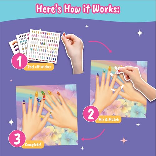 BSCOOL Drawing, Coloring & Sticker. Nails & Makeup Dress Up Sticker Book with 240+ Removable Stickers. Endless Nail Design and Makeup Combination for Kids Ages 4 and Up. Gift for Girls - color: Nails and Make Up