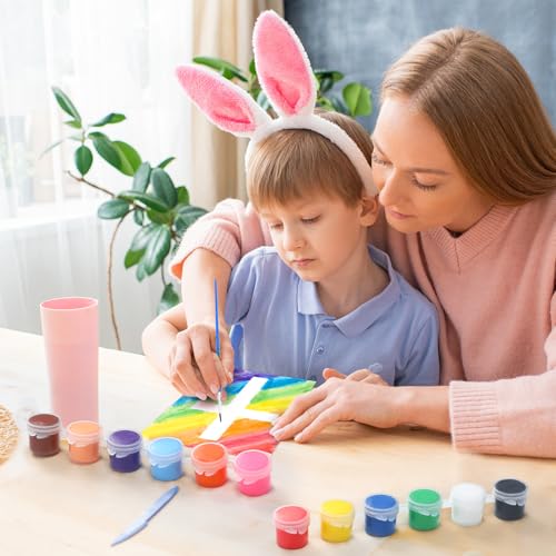 Tinlade 40 Pack Tape Resist Cross Crafts for Kids Easy Crafts for Kids Cross on Paper to Paint Kit Watercolor Paper with Masking Tape Brushes Religious Bible Vbs Sunday School Craft