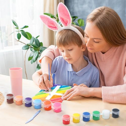 Tinlade 40 Pack Tape Resist Cross Crafts for Kids Easy Crafts for Kids Cross on Paper to Paint Kit Watercolor Paper with Masking Tape Brushes Religious Bible Vbs Sunday School Craft