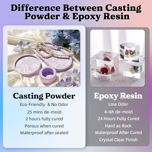 LET'S RESIN Resin Casting Powders Starter Kit, 1000g Fast Cured Odorless Casting Powder, 20~30 Minutes De-Mold, Water Activated Plaster Powder Casting Kit for DIY, Easy Mixing & Self Leveling - size: 1000g