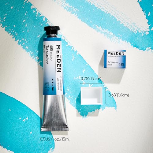 MEEDEN Professional Artist Watercolor Paint: Mid Yellow - 15ml/0.5oz Water Color Tube, Semi-Moist Pigment Half Pan and Empty Matching Half Pan for Artists Pros - color: Mid Yellow