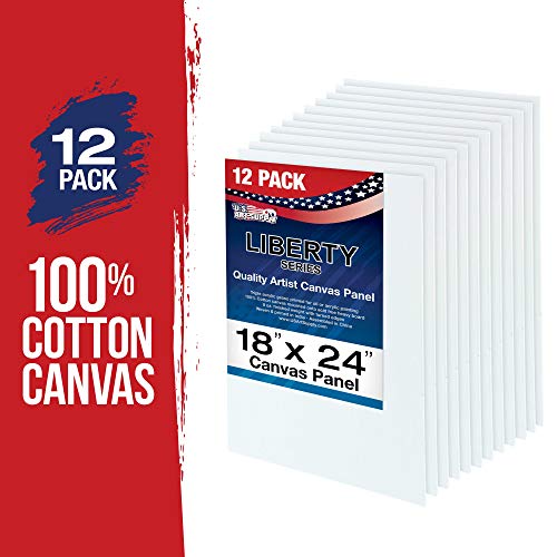 U.S. Art Supply 18 X 24 Inch Art Canvas Board Panels 12 Pack - 8 Ounce Heavyweight Cotton Acid Free Canvases for Painting Acrylics and Watercolor (1 Case of 12 Single Canvas Painting Panels) - size: 18" x 24"
