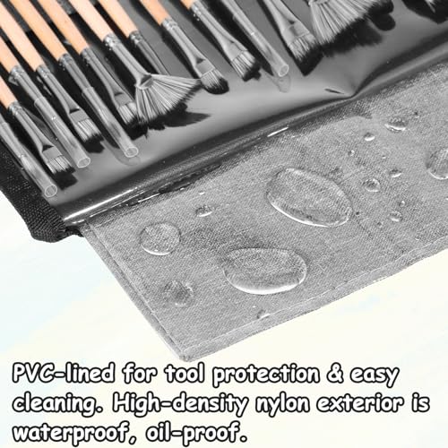 Paint Brushes Set of 25 Pcs with Scraper and Flat Brush, Wooden Handle Artist Painting Kit for Acrylic, Oil, Watercolor, Gouache, Include Canvas Cloth Bag (Wood) - color: Wood