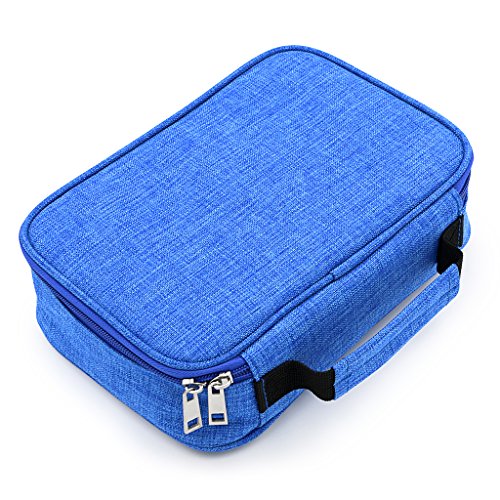 BTSKY® High Capacity Zipper Pens Pencil Case- Multi-Functional Stationery Pencil Pouch 72 Slots Colored Pencil Case Portable Pencil Bags With 2 Removable Sleeves(Blue) - color: Blue