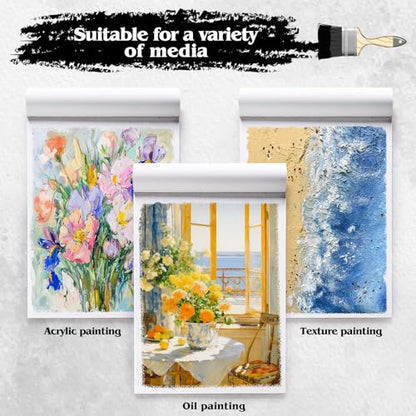 12 Sheets Canvas Paper Pad 8”x10”, 350 GSM Glue Bound Canvas Sketchbook for Adults and Students - Acrylic Painting, Oil Painting - size: 8”x10”