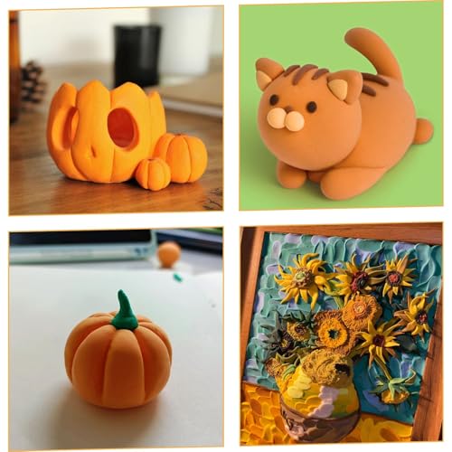 Lightweight Clay - Air Dry Clay, Ultra Light & Soft, Safe & Non-Toxic, Moldable & Flexible, DIY Modeling Clay for Anime Figures, Sculpting, Molding, Creative Art Crafts - color: Orange