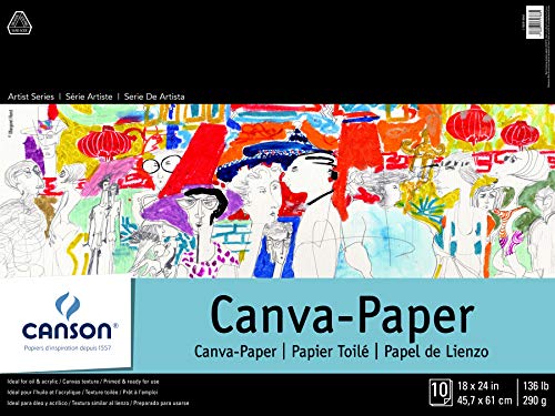 Canson Artist Series Canva-Paper, Foldover Pad, 18x24 inches, 10 Sheets (136lb/290g) - Artist Paper for Adults and Students - Oil Paint, Acrylic Paint, Mixed Media, Art Journaling - size: 18" x 24"
