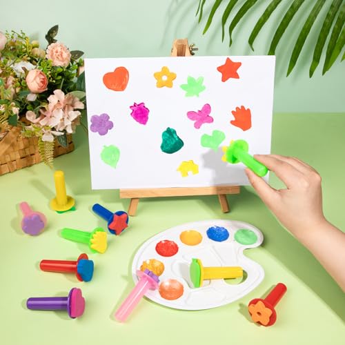 12Pcs Paint Stamps for Kids, Sponge Brushes for Painting, EVA Foam Stamps for Early Learning Finger Paint Drawing Crafts and DIY - style: 3F-StamperSponge12PCS