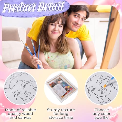 Zhanmai 72 Pcs 12 Sets Sip and Paint Kit Pre Drawn Canvas for Painting 8" x 10" Paint Party Canvas Painting Pre Printed Canvases for Party Favor DIY Virtual Adult's Date Night(Fashionable Couple) - style: Fashionable Couple