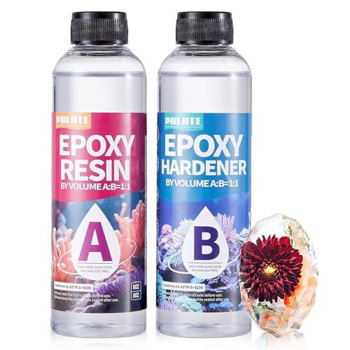 Pnente Artist-Grade Epoxy Resin – Self-Leveling, Zero Bubbles & 5-Year UV Guard for River Tables, Jewelry, Resin Art – Beginner-Friendly 1:1 Mix, Non-Toxic & Non-Yellowing (16oz) - size: 16oz
