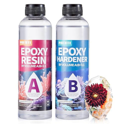 Pnente Artist-Grade Epoxy Resin – Self-Leveling, Zero Bubbles & 5-Year UV Guard for River Tables, Jewelry, Resin Art – Beginner-Friendly 1:1 Mix, Non-Toxic & Non-Yellowing (16oz) - size: 16oz