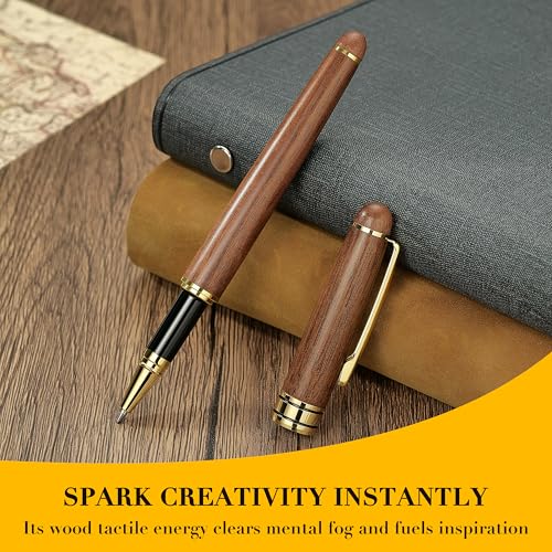 BEILUNER Luxury Wood Ballpoint Pen Writing Set,Walnut-Elegant Fancy Nice Gift Pen Set for Signature Executive Premium Office Fancy Nice Supplies - Gift Boxed with Extra Refills (Black) - color: Walnut