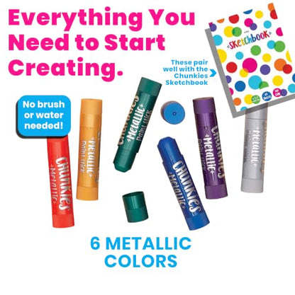 Ooly Chunkies 6 Metallic Paint Sticks For Kids, Tempera Paint Sticks Metallic Colors Set, No Mess Quick Drying Art Supplies for Toddlers and Kids - color: Metallic