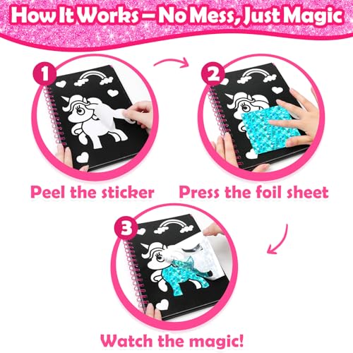 FUNNYB&G Foil Art Craft Kit for Girls 4-10 Years Old: Mess-Free & No-Glue, Create 16 Sparkly Princess Unicorn Pictures – Perfect Travel Toy & Birthday Gift for Kids (Princess) - style: Princess