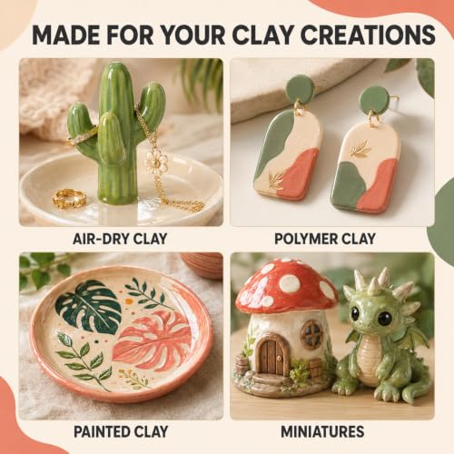 Clay Glaze, Air Dry & Polymer Clay Glaze Sealer Waterproof, Non-Toxic & Anti-Cracking, High Gloss Varnish for Air Dry Clay, Polymer Clay, Oven Baked Clay, Pottery Clay, Modeling Clay, Ceramic Clay