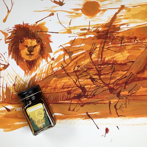 Monteverde Jungle Fountain Pen Ink, 30ml, Lion (Yellow) | Animal-inspired fountain pen ink with bold color, smooth flow, and creative writing personality. - color: Lion (Yellow)