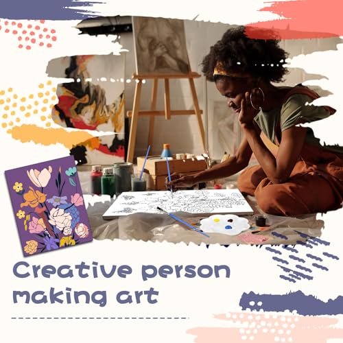 Sherr 108 Pcs 12 Set Flower Sip and Paint Kit for Adults 8''x10'' Pre Drawn Canvas to Paint DIY Acrylic Painting Kit Pre Printed Canvas for Date Night Mother's Day Party Team Building - style: Flower