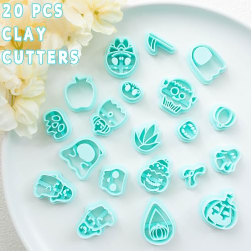 Tainsky Halloween PolymerClay Cutters - 20 Shapes Fall Polymer Clay Cutters for Earrings - color: Set D