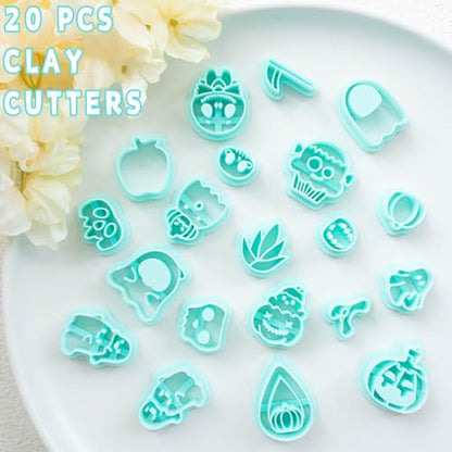Tainsky Halloween PolymerClay Cutters - 20 Shapes Fall Polymer Clay Cutters for Earrings - color: Set D