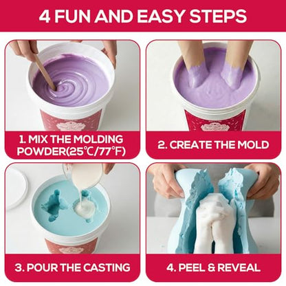 Falling in Art Hand Casting Kit Couples - Keepsake Plaster Hand Mold Kit for Family, Kids, Adults with Large Bucket, Gloves, Powder Materials, Color Paints, Wooden Base, Valentine's Day Gift - size: Hand Casting Kit