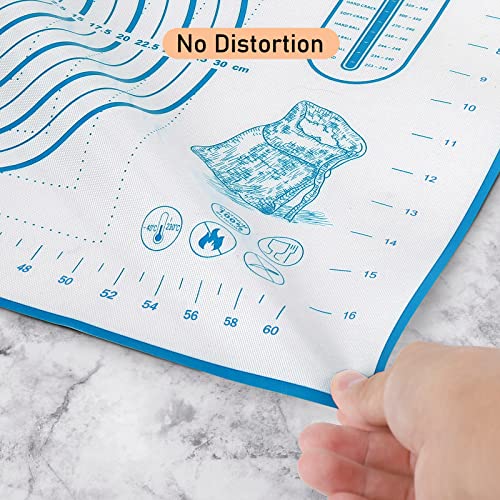 Silicone Baking Mat with Measurements, Pastry/Fondant/Dough Rolling Counter/Oven Liner Mat, 20''(W)28''(L) Blue - color: Blue, size: 28"L x 20"W
