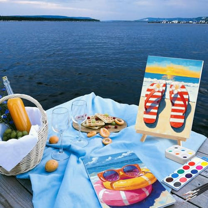 Ctosree 12 Sets Pre Drawn Canvas Kit for Painting Adults Sip and Paint Kit Art Pre Printed Canvas Bulk for Adult Date Night, Art Party & Holiday Gift(Hawaii Vacation,8 x 10 in) - size: 8 x 10 in, style: Hawaii Vacation