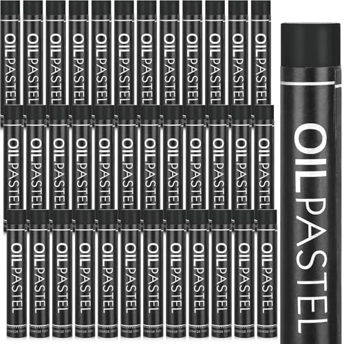 Geyoga 36 Pcs Black Oil Pastels Bulk for Artists Soft Oil Crayons Single Color Creamy Pastels for Art Painting Drawing Blending for Artist - color: Black