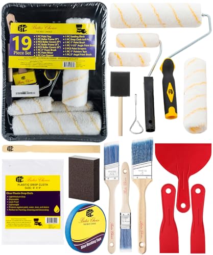 Bates- Paint Roller Kit, 19 pcs, Roller Set with Microfiber Sleeves & Frame | for Walls, Cabinets, Interior and Exterior Painting - style: Microfiber 9", 4", 11 pcs